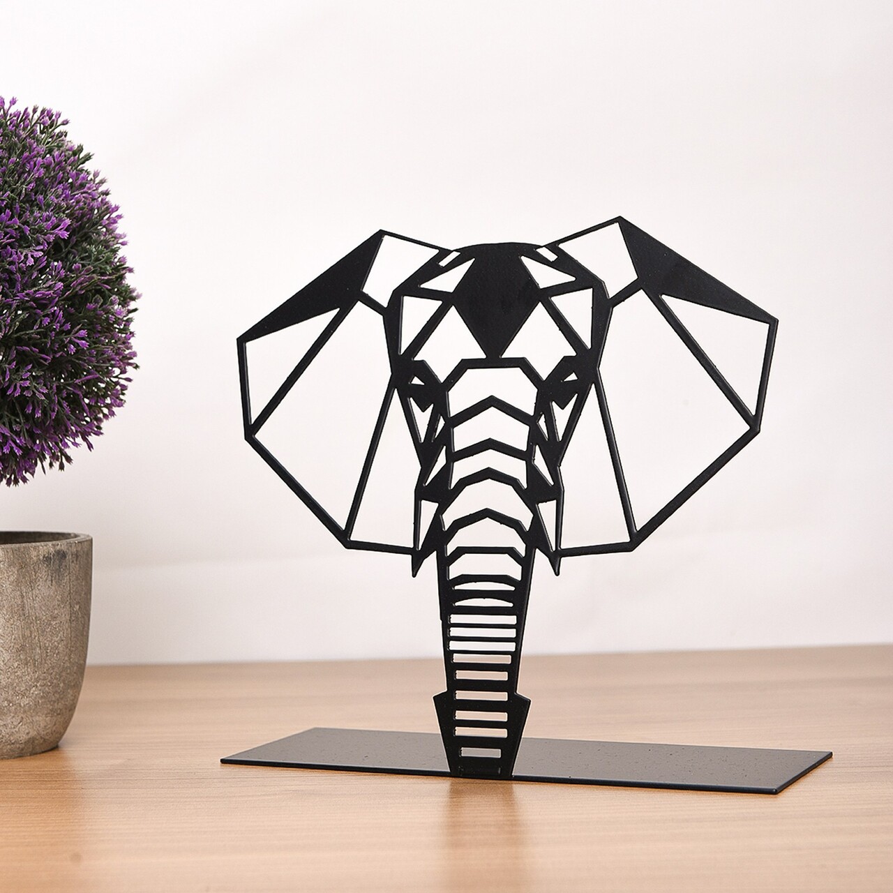 Decoratiune, Elephant, 21x21 cm, Metal, Negru - imagine 4